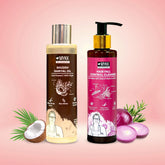 MYKK Shuddh Nariyal Oil 200ml & Hair Fall Control Cleanser Shampoo 200ml Combo | 100% Virgin Cold Pressed Coconut Oil for Skin & Hair with Anti-Hair Fall Shampoo - Mykk Store
