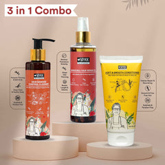 MYKK Hair Damage Control Cleanser Shampoo + Bhringraj Hair Repair Oil + Soft & Smooth Conditioner Combo Pack