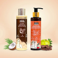 MYKK Shuddh Nariyal Oil 200ml & Hair Damage Control Cleanser Shampoo 200ml Combo | 100% Virgin Cold Pressed Coconut Oil for Skin, Hair & Massage with Damage Repair Shampoo - Mykk Store