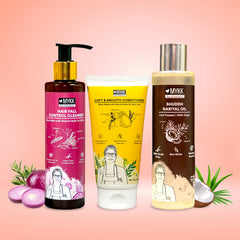 MYKK Shuddh Nariyal Oil - 100% Virgin, Cold Pressed + Hair Fall Control Cleanser Shampoo + Soft & Smooth Conditioner Combo Pack
