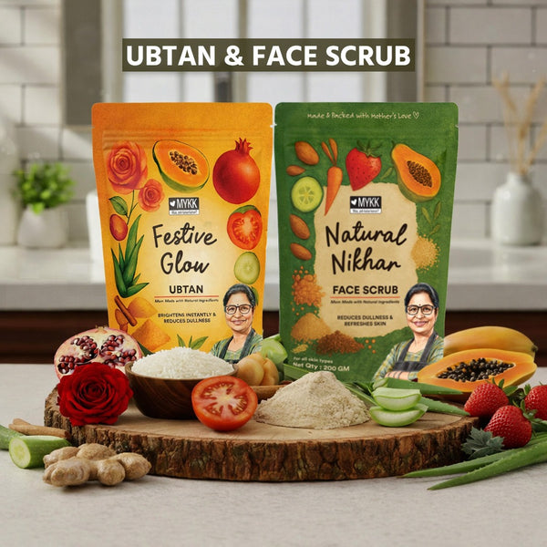 Festive Glow Ubtan & Natural Nikhar Face Scrub Combo - Mykk Store
