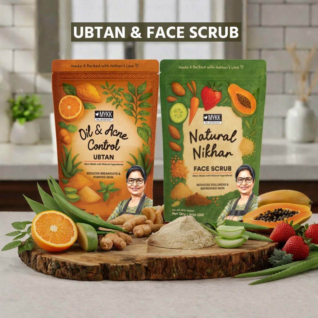 MYKK Oil & Acne Control Ubtan & Natural Nikhar Face Scrub Combo