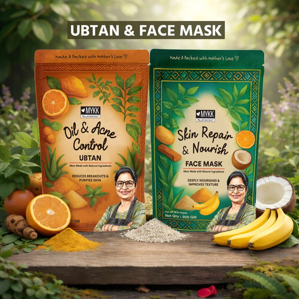 Oil & Acne Control Ubtan + Skin Repair & Nourish Face Mask Combo - Mykk Store