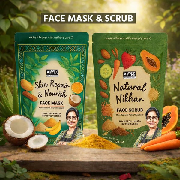 Skin Repair & Nourish Face Mask + Natural Nikhar Face Scrub Combo - Mykk Store