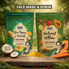 Skin Repair & Nourish Face Mask + Natural Nikhar Face Scrub Combo - Mykk Store