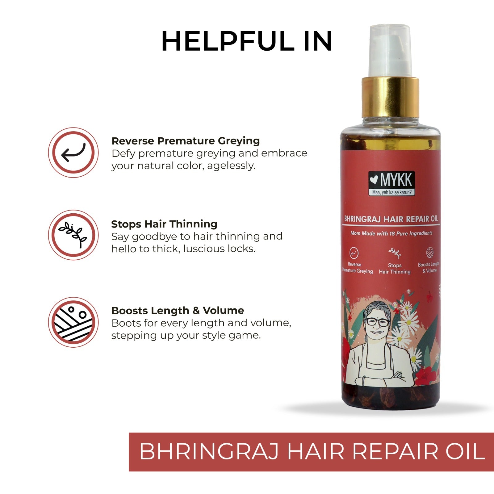 Bhringraj Hair Repair Oil - 200 ML - Mykk Store