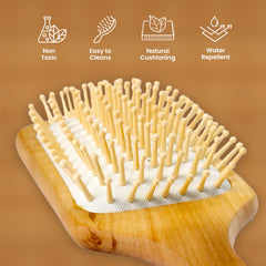 MYKK Wooden Paddle Hair Brush – Natural Detangling Brush with Massage Pins for Smooth & Healthy Hair