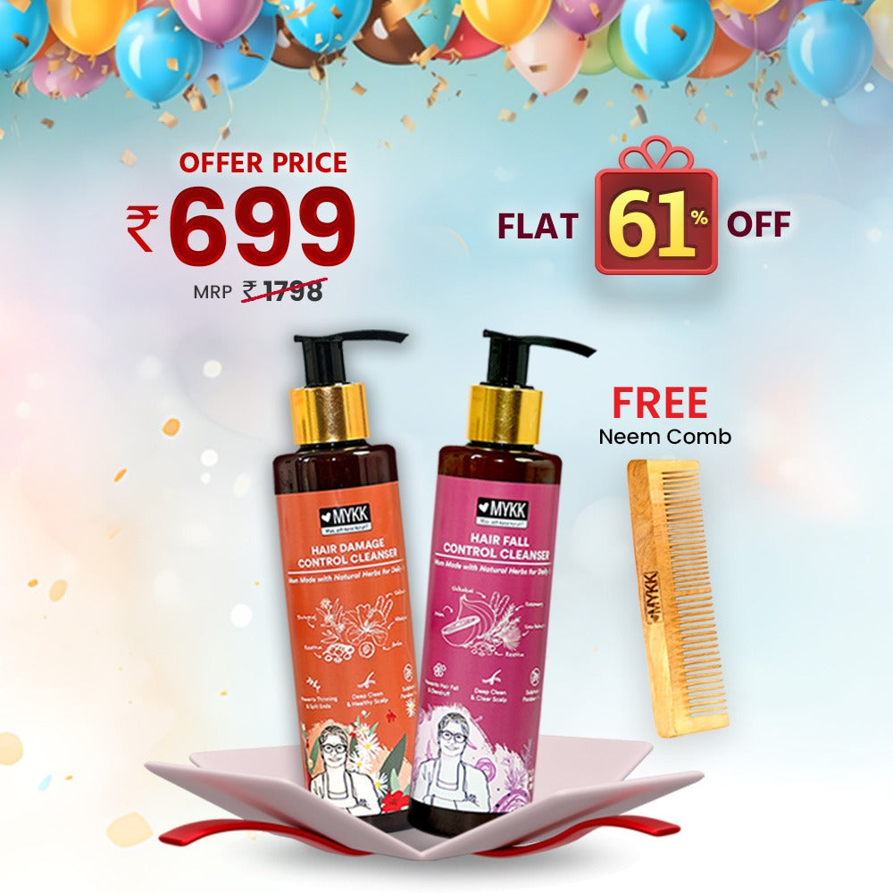 MYKK Hair Damage Control Cleanser Shampoo + MYKK Hair Fall Control Cleanser Shampoo – Double Care Birthday Combo