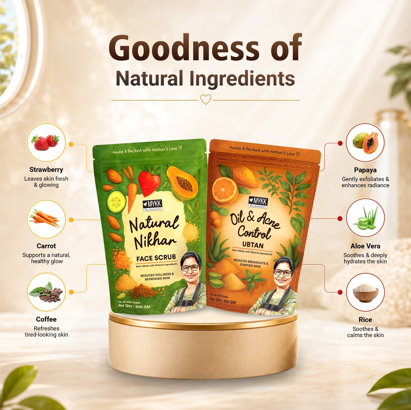 Oil & Acne Control Ubtan & Natural Nikhar Face Scrub Combo - Mykk Store