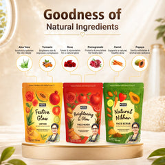MYKK Ultimate Glow Kit | Combo Pack of 3 | Festive Glow Ubtan + Brightening & Glow Face Mask + Natural Nikhar Face Scrub | Natural Ingredients | Reduces Dullness | All Skin Types | 200 gm Each - Mykk Store