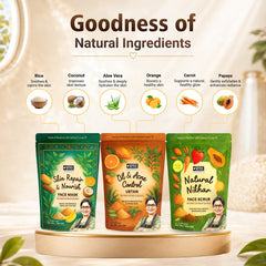 Ultimate Repair Kit – Oil & Acne Control Ubtan + Skin Repair & Nourish Face Mask + Natural Nikhar Face Scrub - Mykk Store