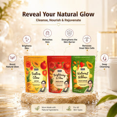 MYKK Ultimate Glow Kit | Combo Pack of 3 | Festive Glow Ubtan + Brightening & Glow Face Mask + Natural Nikhar Face Scrub | Natural Ingredients | Reduces Dullness | All Skin Types | 200 gm Each - Mykk Store