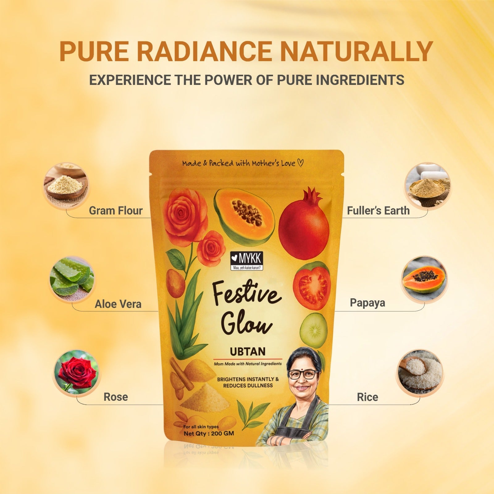 Festive Glow ubtan powder 200gm - Mykk Store