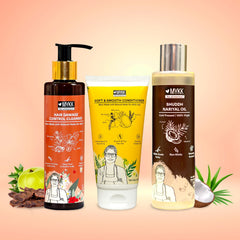 MYKK Shuddh Nariyal Oil - 100% Virgin, Cold Pressed + Hair Damage Control Cleanser Shampoo + Soft & Smooth Conditioner Combo Pack - Mykk Store